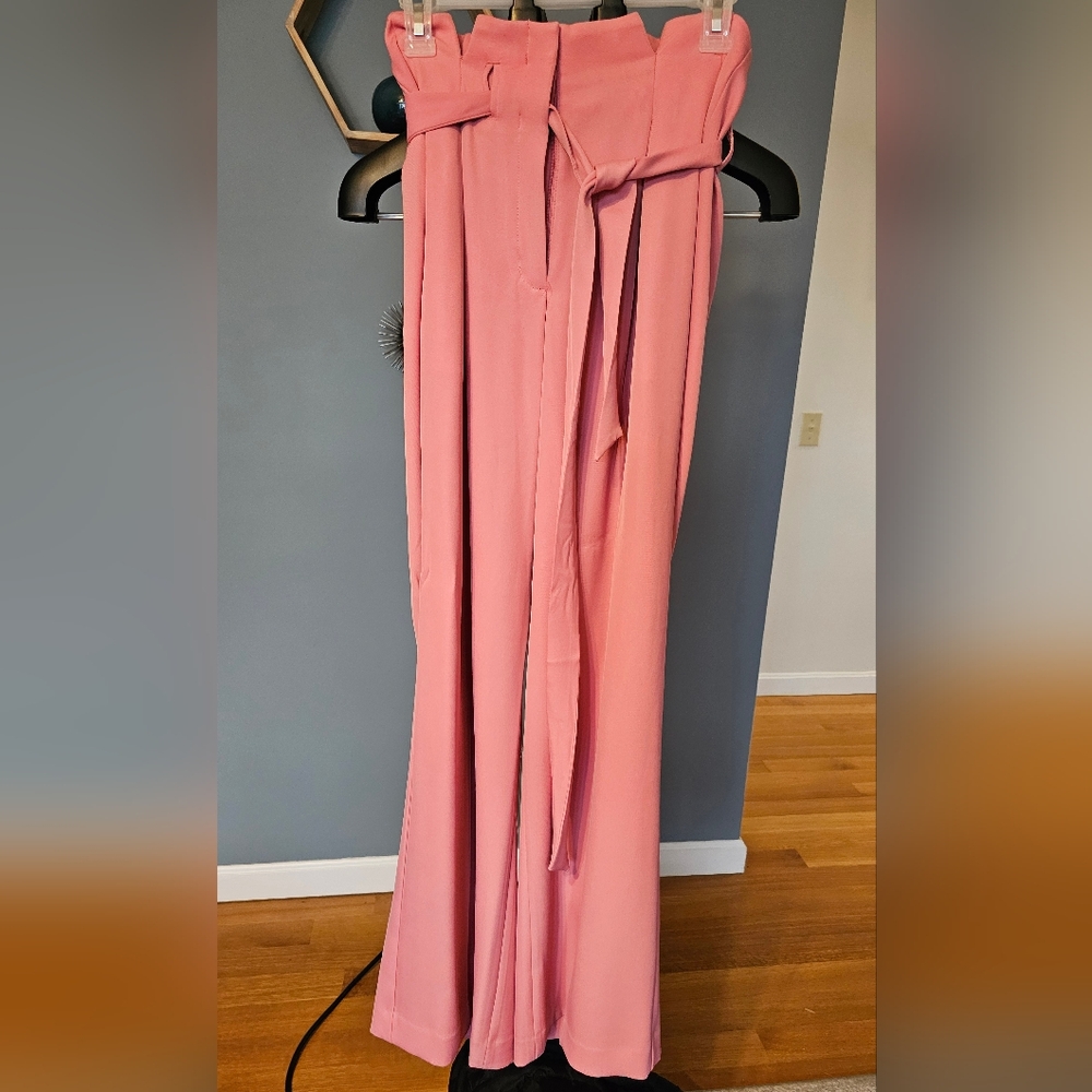 EXPRESS- WIDE LEGGED - PAPERBAG STYLE PANT- LIGHT PINK 4R